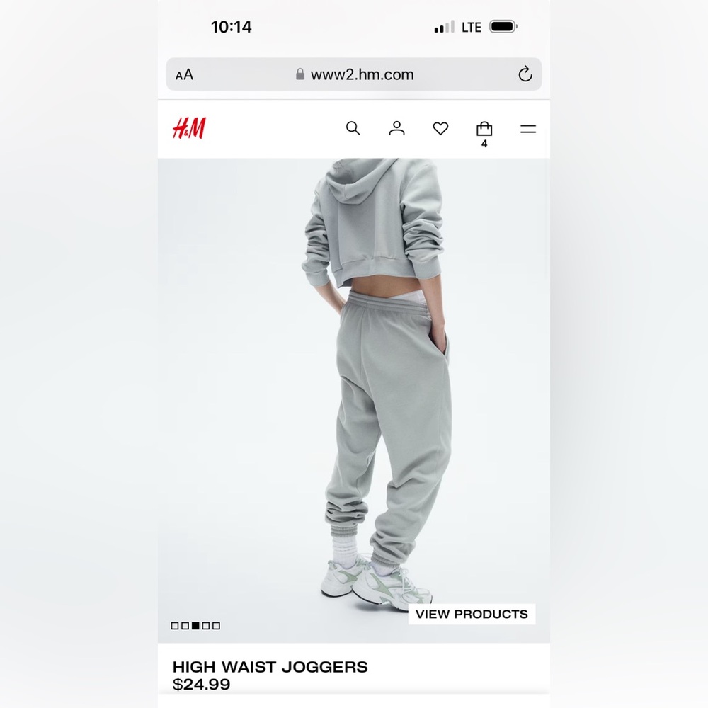 H & M, HIGH WAIST JOGGERS SIZE X-SMALL, LIGHT GREY, BRAND NEW